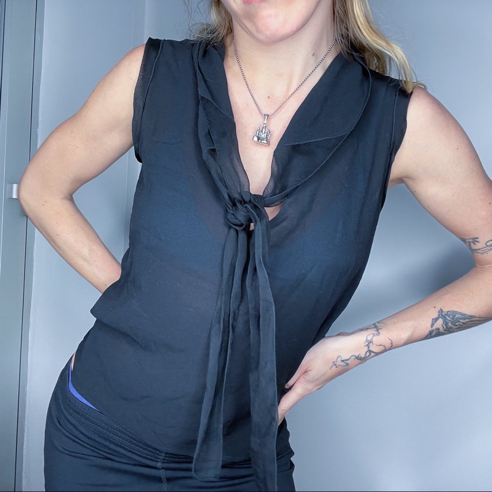 Prada black sheer blouse